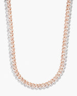 10MM Split Two Tone Moissanite Cuban Link Chain 14K Gold - White & Rose Gold