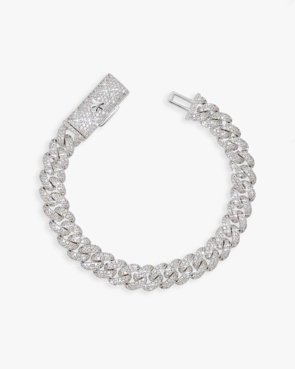 10MM VVS Miami Cuban Link Bracelet 14K Gold - White Gold