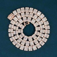11mm baguette moissanite clustered tennis chain