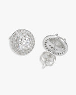 11MM Double Halo Moissanite Stud Earrings 14K Gold - White Gold