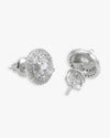 11MM Double Halo Moissanite Stud Earrings 14K Gold - White Gold