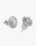 11MM Double Halo Moissanite Stud Earrings 14K Gold - White Gold