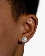 11MM Double Halo Moissanite Stud Earrings 14K Gold - White Gold