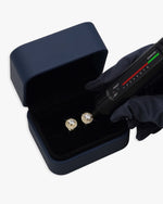 11MM Double Halo Moissanite Stud Earrings 14K Gold - Yellow Gold