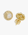 11MM Double Halo Moissanite Stud Earrings 14K Gold - Yellow Gold
