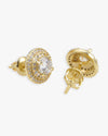11MM Double Halo Moissanite Stud Earrings 14K Gold - Yellow Gold