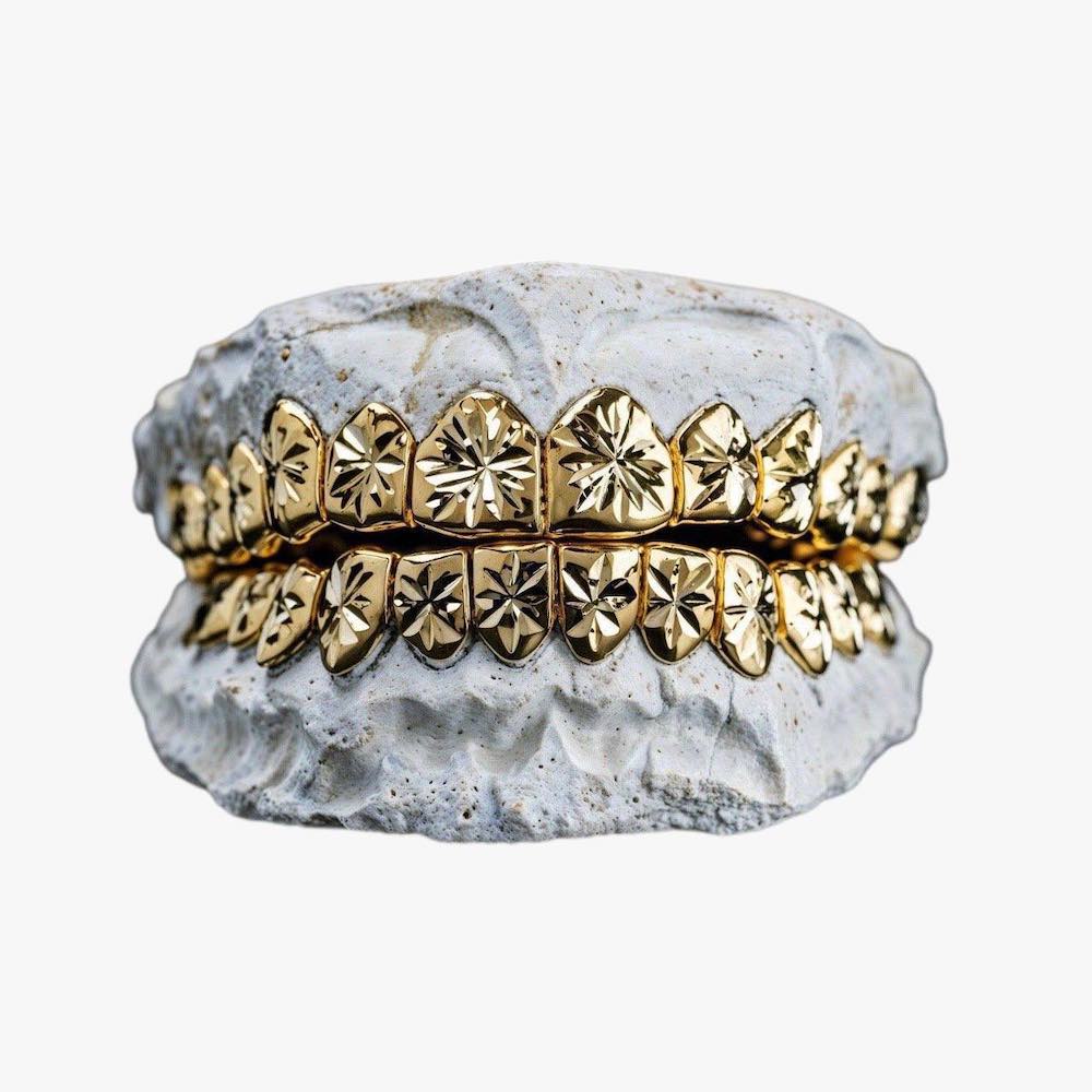 12 on 12 starburst grillz 14k gold first