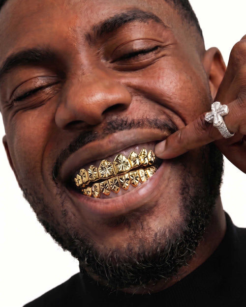 12 on 12 starburst grillz 14k gold model