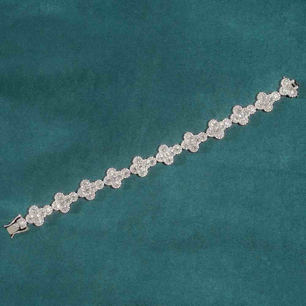 12.5MM Moissanite Cross Tennis Bracelet 14K Gold