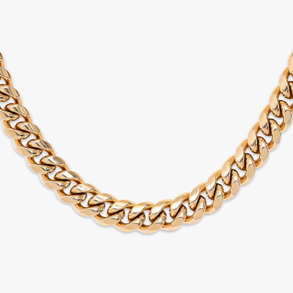 12MM Solid Gold Cuban Link Chain
