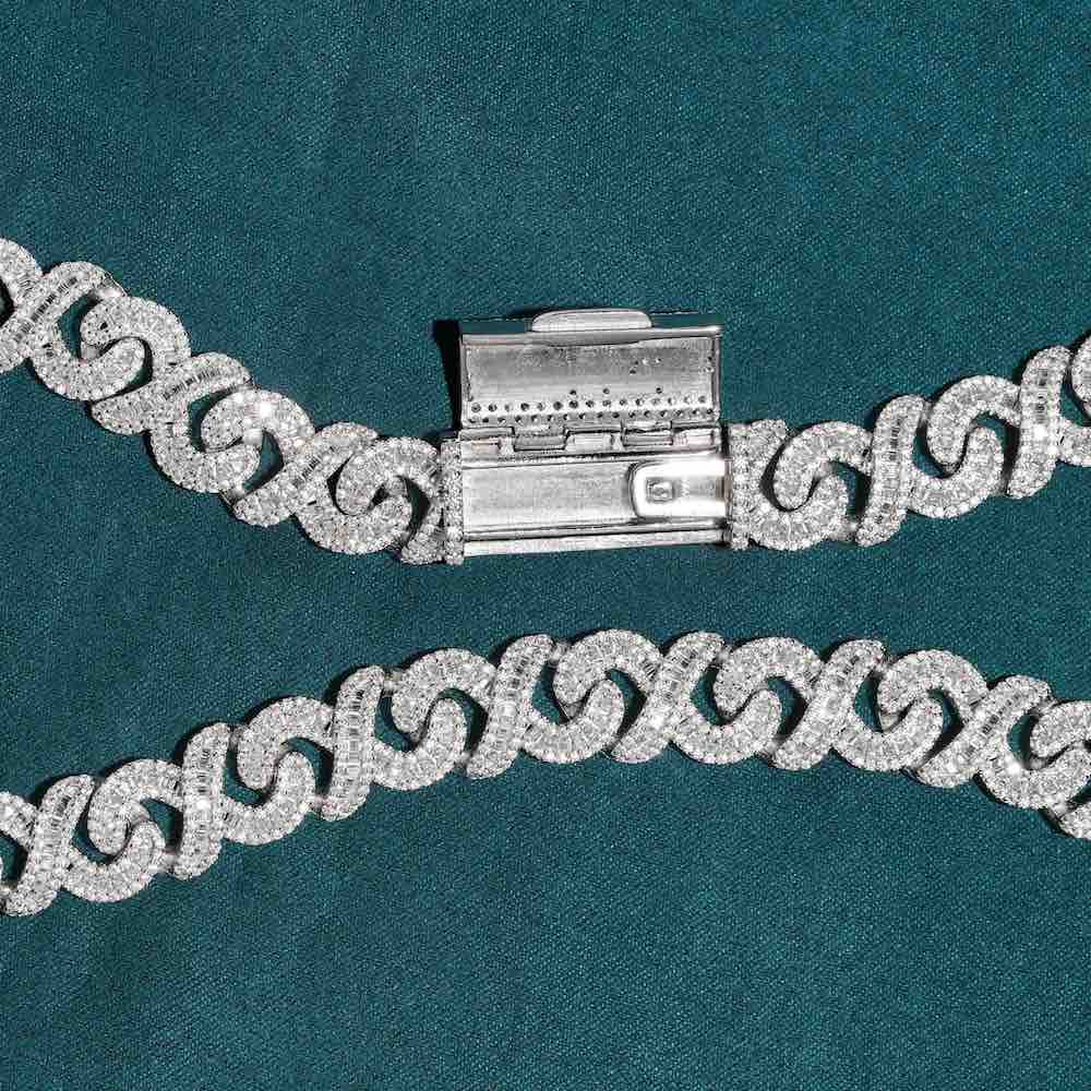 12MM iced out infinity link baguette chain clasp