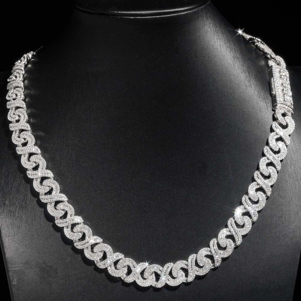 12MM iced out infinity link baguette chain neck