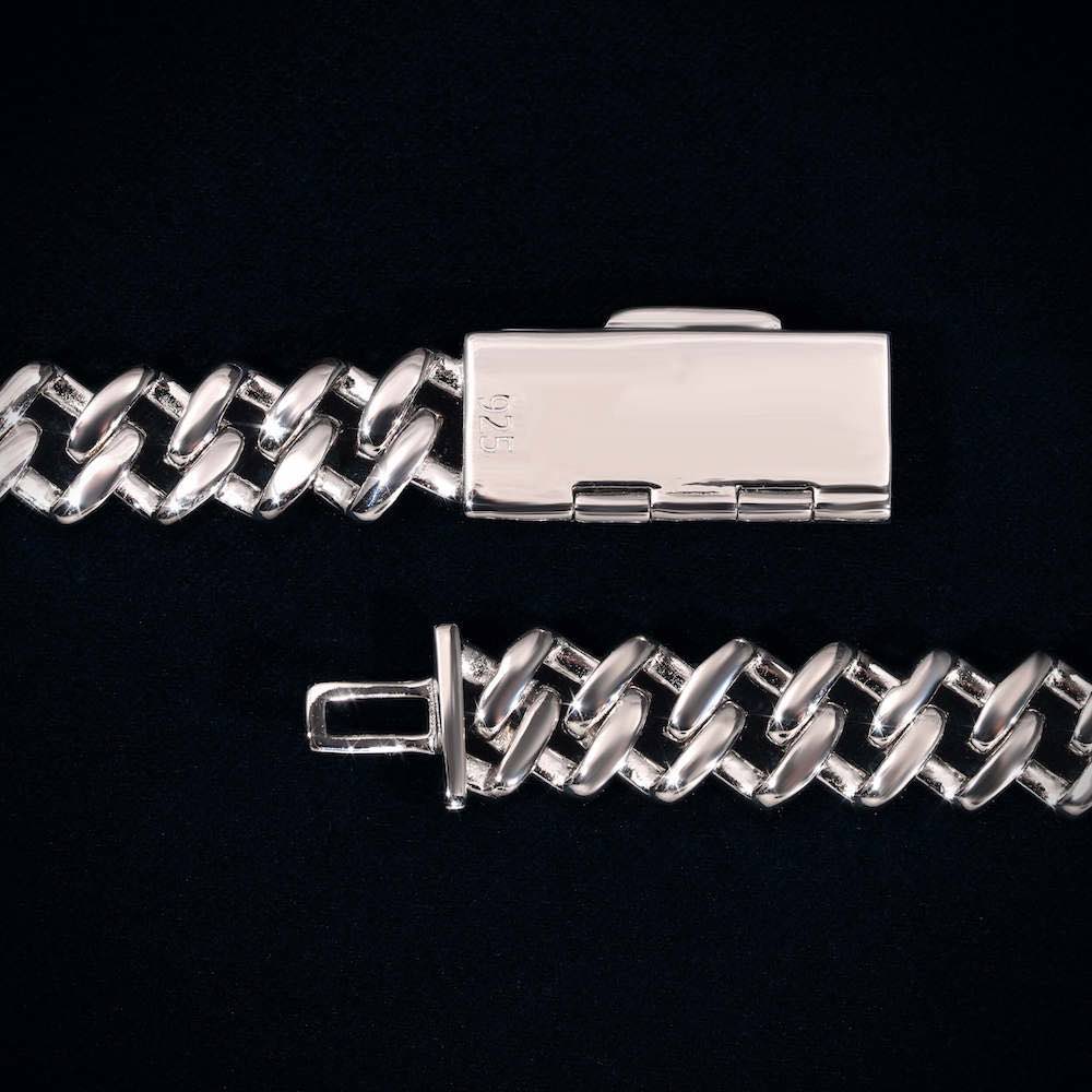 12MM 2-row moissanite cuban link chain icecartel clasp 925