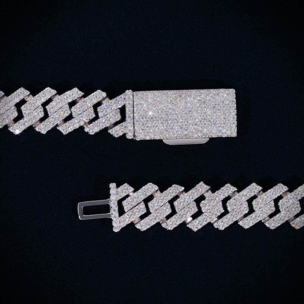 12MM 2-row moissanite cuban link chain icecartel clasp