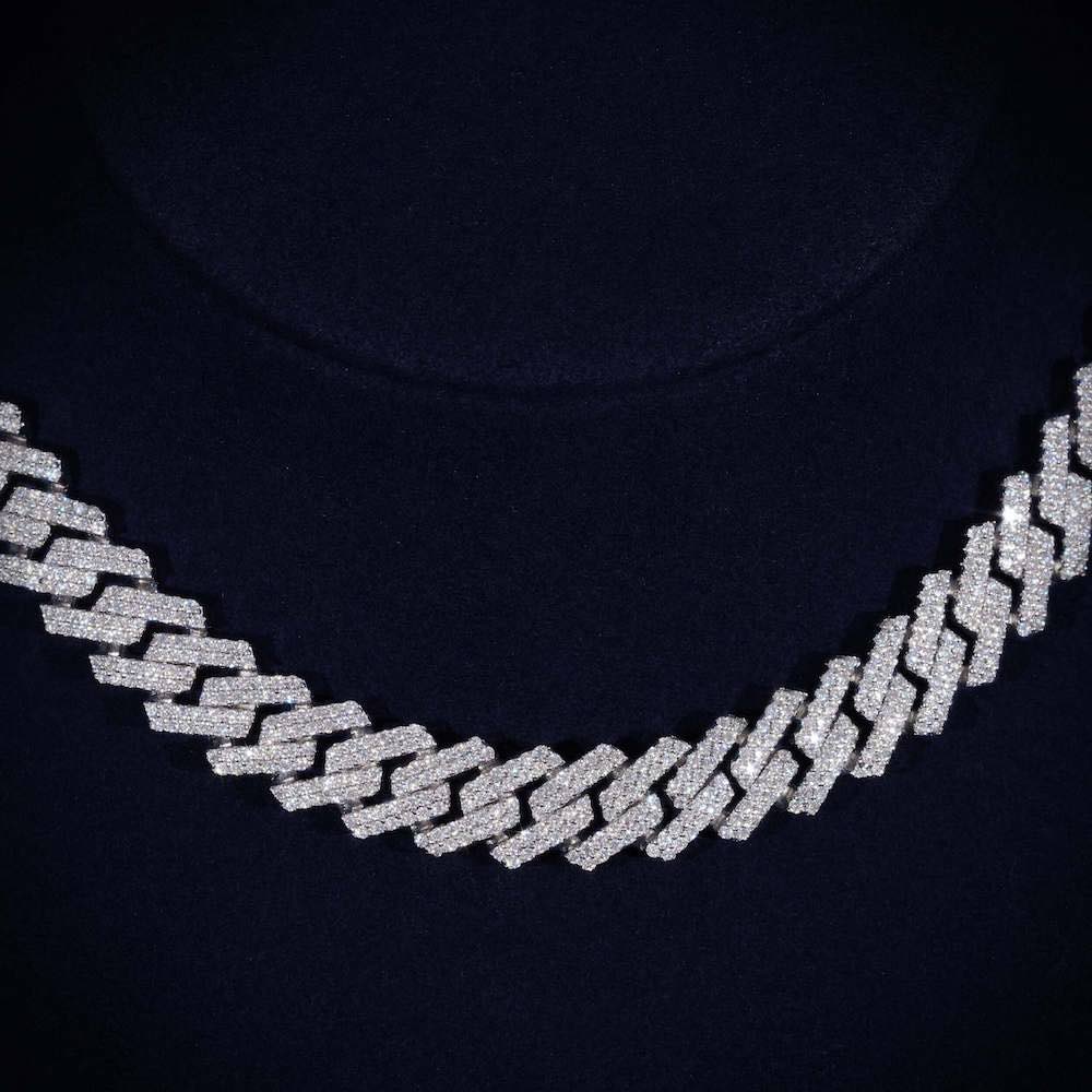 12MM 2-row moissanite cuban link chain icecartel closeup