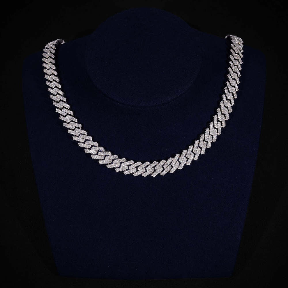 12MM 2-row moissanite cuban link chain icecartel neck