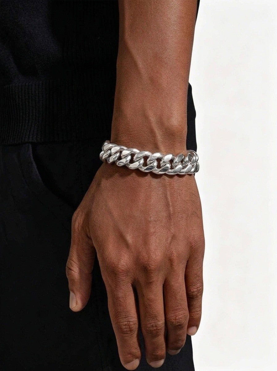 12MM Cuban Link Bracelet Silver