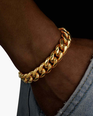 12MM Cuban Link Bracelet 14K Yellow Gold - IceCartel™ display picture 2
