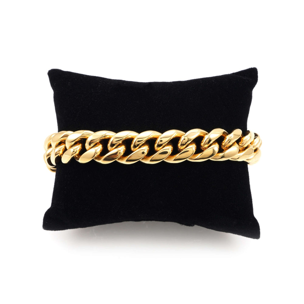 12mm cuban link bracelet 14k yellow gold icecartel pillow