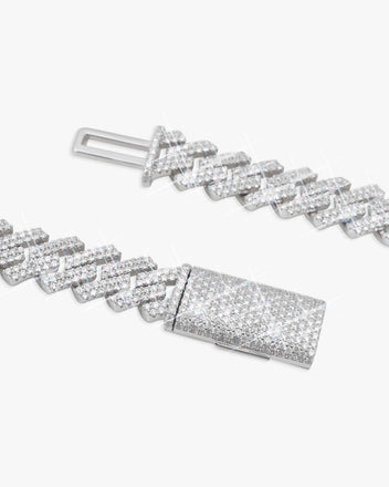 2-Row 12MM Moissanite Prong Cuban Link Chain 14K Gold