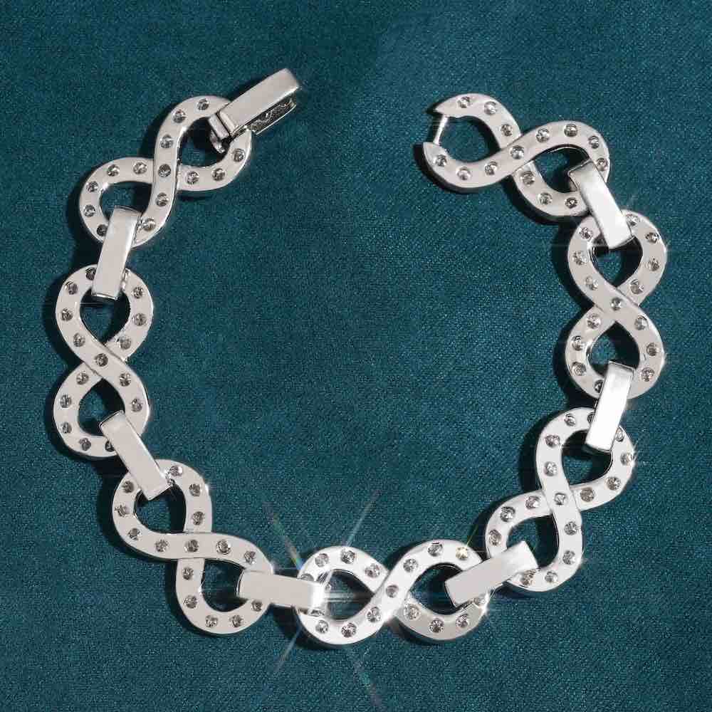 13MM Moissanite Infinity Link Bracelet Prong Setting Back