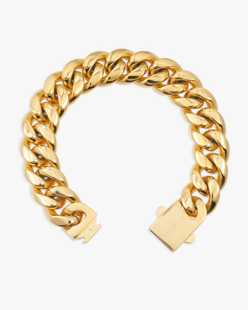14mm cuban link bracelet 14k yellow gold icecartel lock