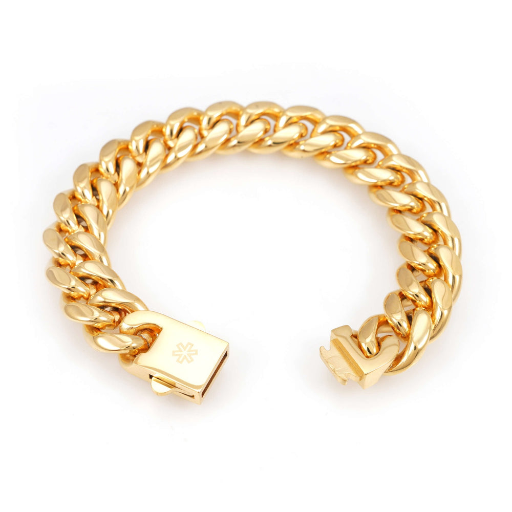 14mm cuban link bracelet 14k yellow gold icecartel o