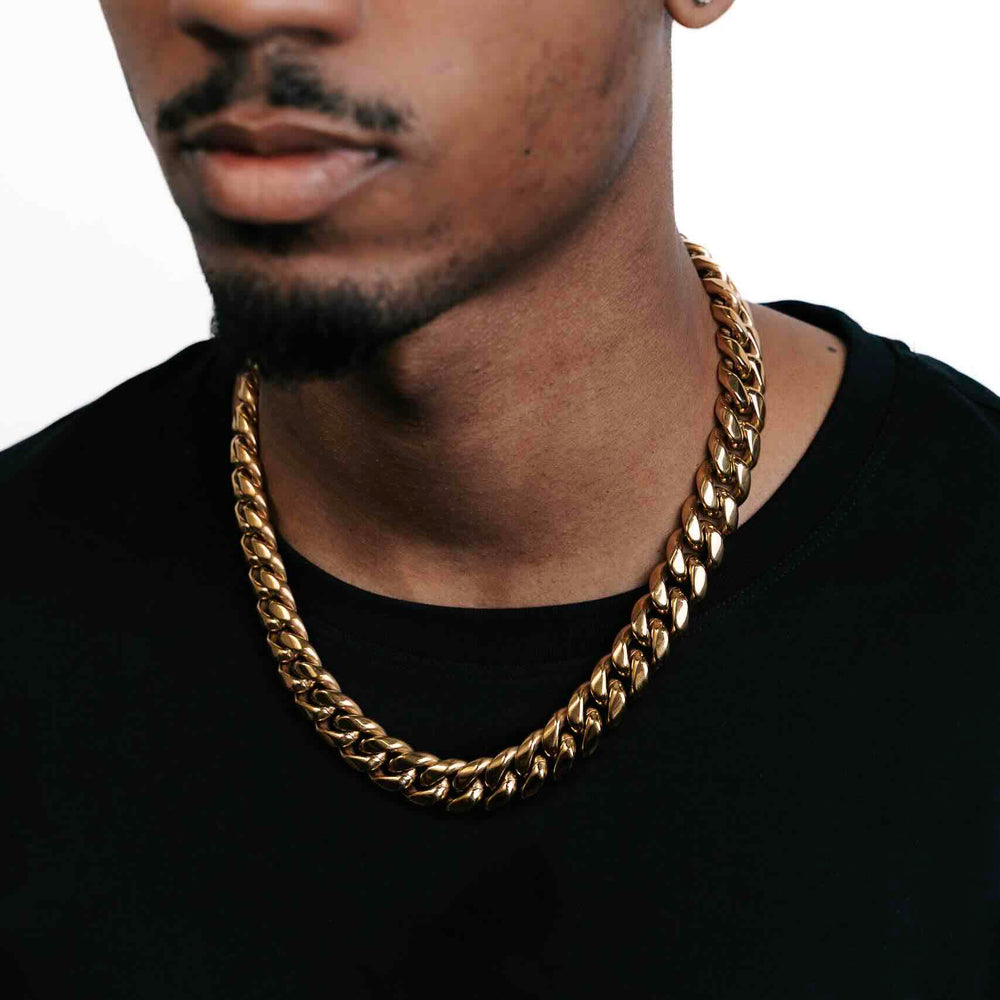 14mm gold cuban link chain model
