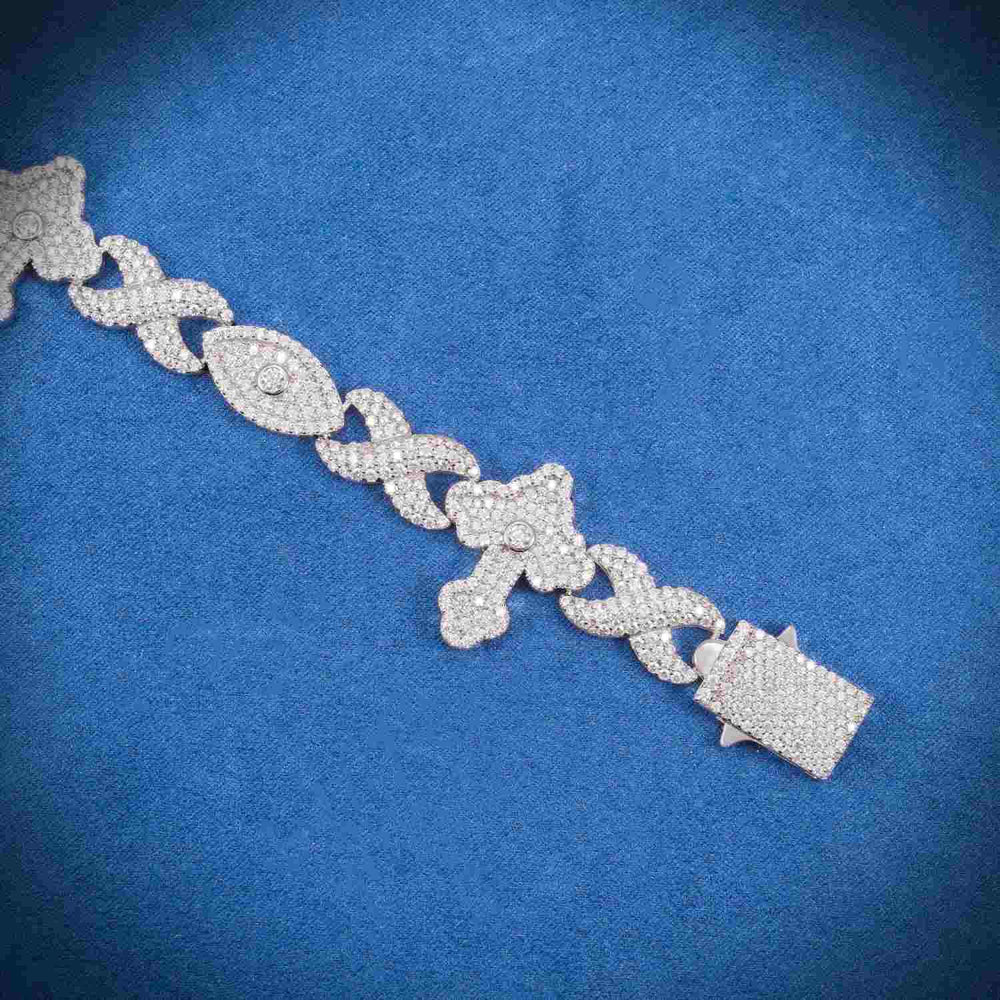 15MM Moissanite Cross Eye Infinity Link Bracelet clasp