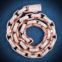 15MM Iced Out Cable Link Chain 14K Two Tone