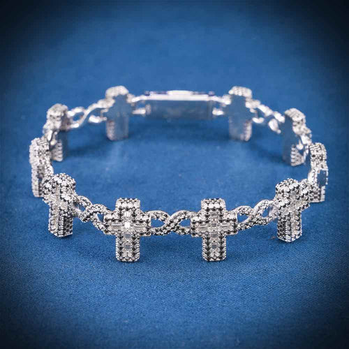 15MM Iced Out Black Moissanite Cross Link Bracelet 14K Gold