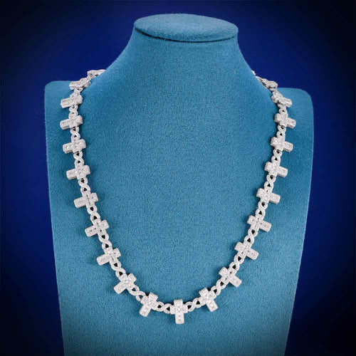 15MM Iced Out Cross Infinity Link Chain 14K Gold Neck