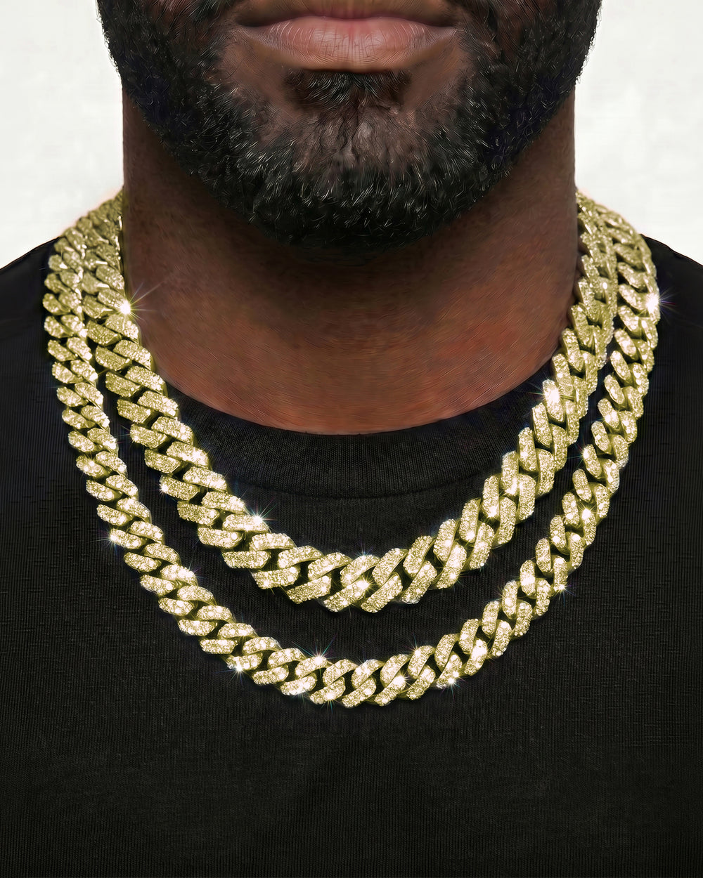 Yellow Gold Cuban Chain Set