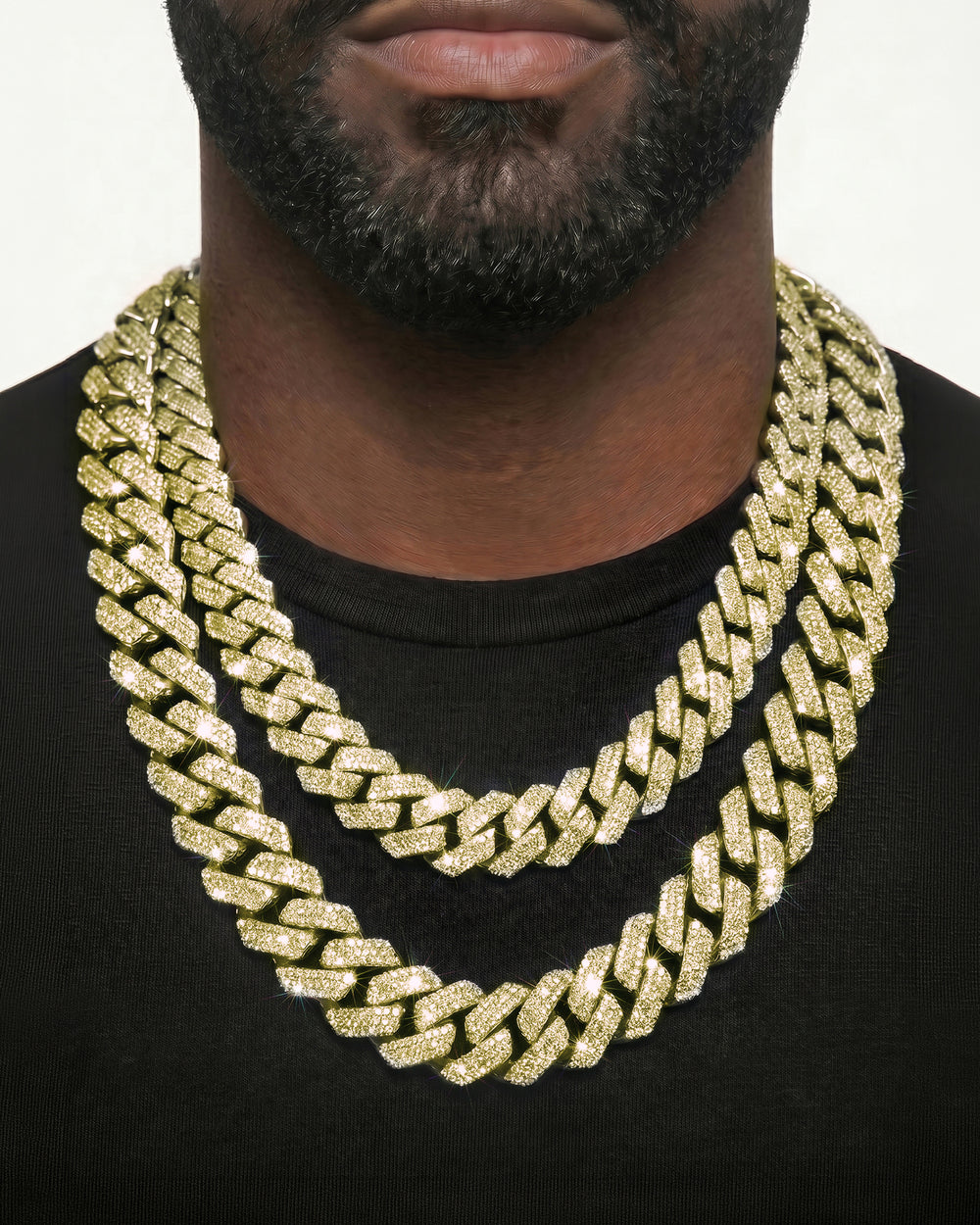 Yellow Gold Cuban Chain Set