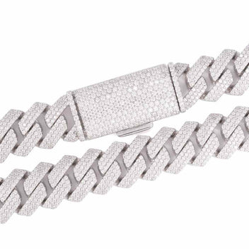 15MM 3-Row Diamond Cuban Chain 14K Solid Gold