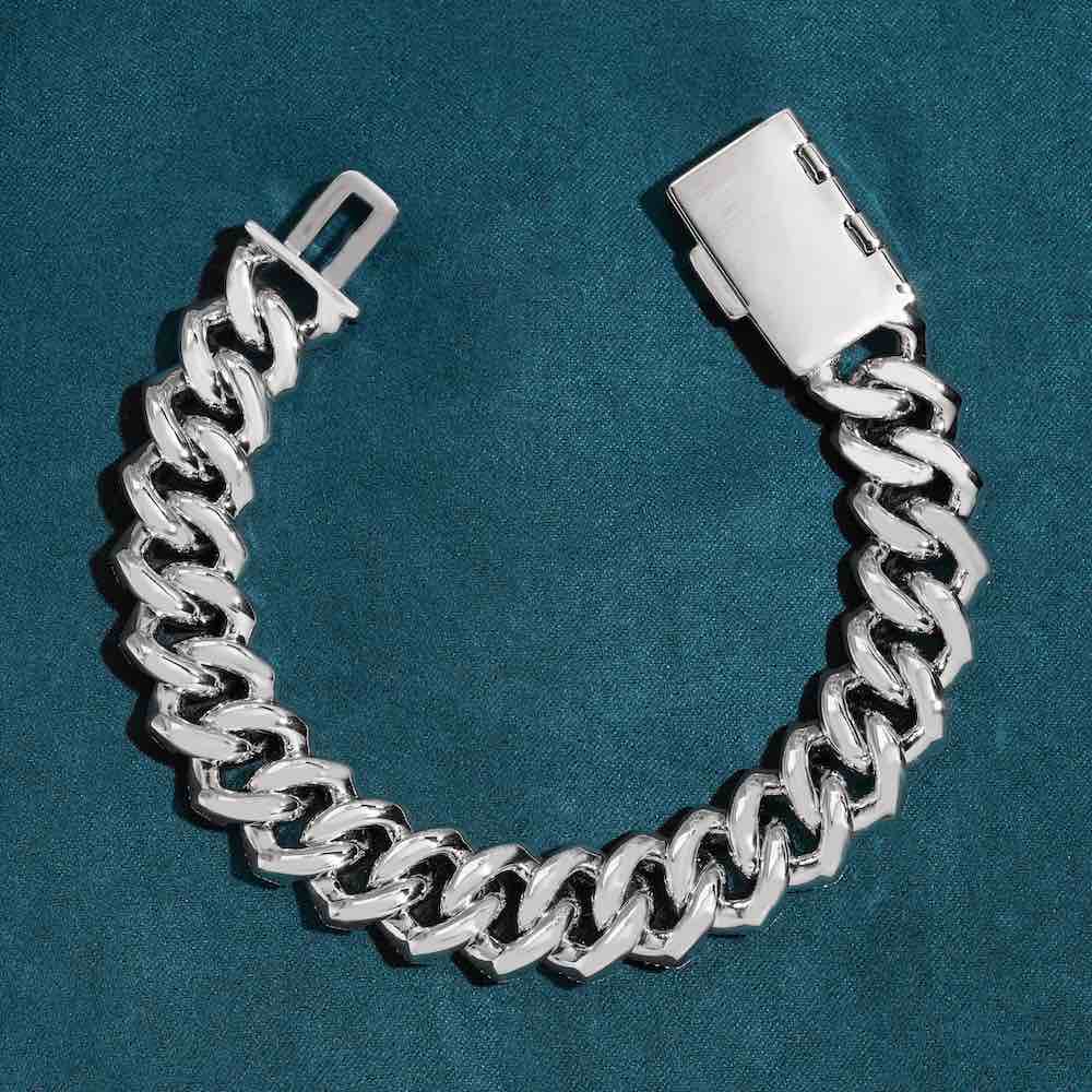 15MM 4-row Moissanite cuban link bracelet back