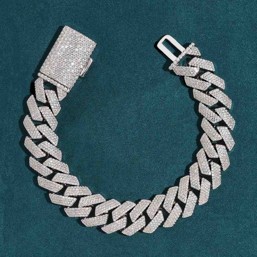 15MM 4-row Moissanite cuban link bracelet sheet