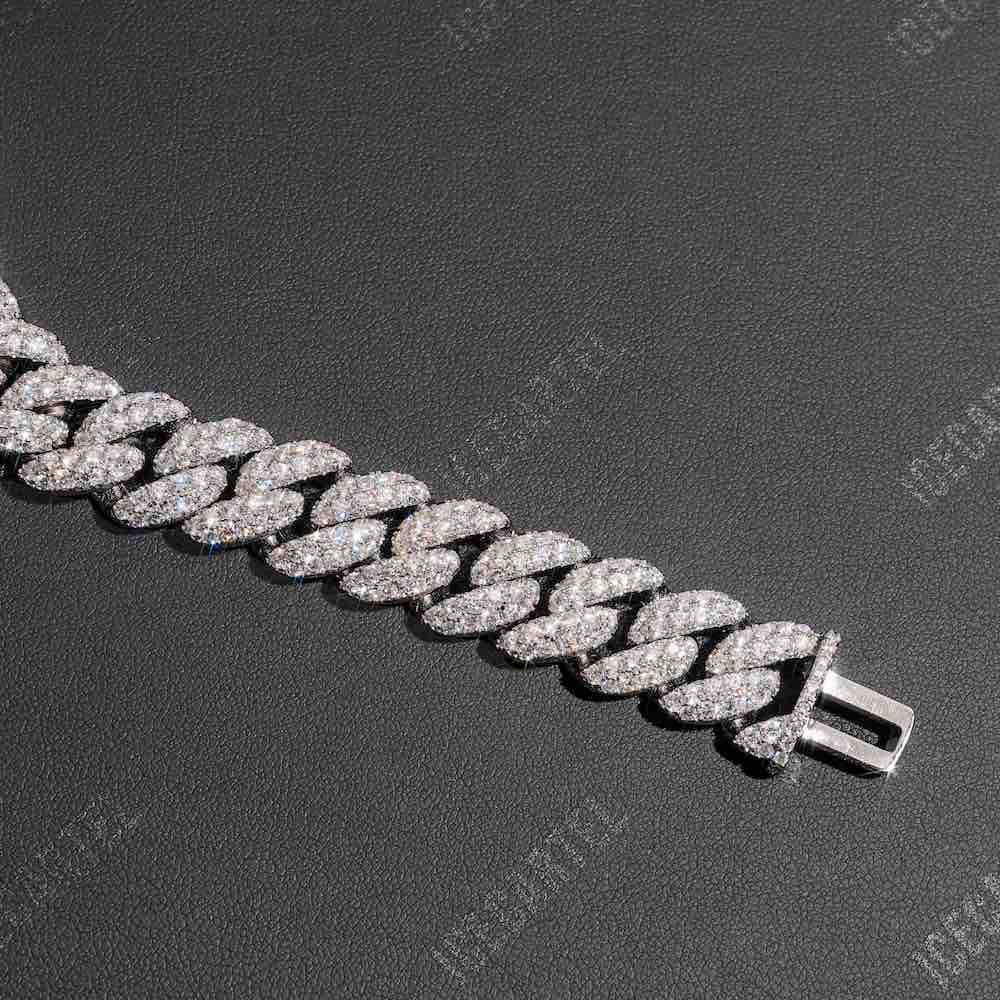 25mm Diamond shops Iced Out Two Row Spiked Chain Necklace w/ Bracelet