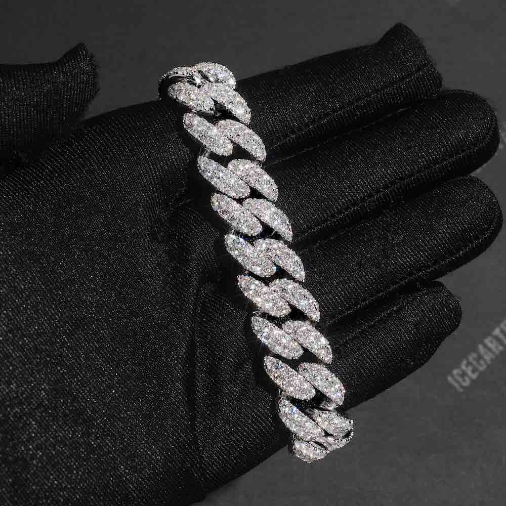 15MM iced out miami cuban link bracelet hand