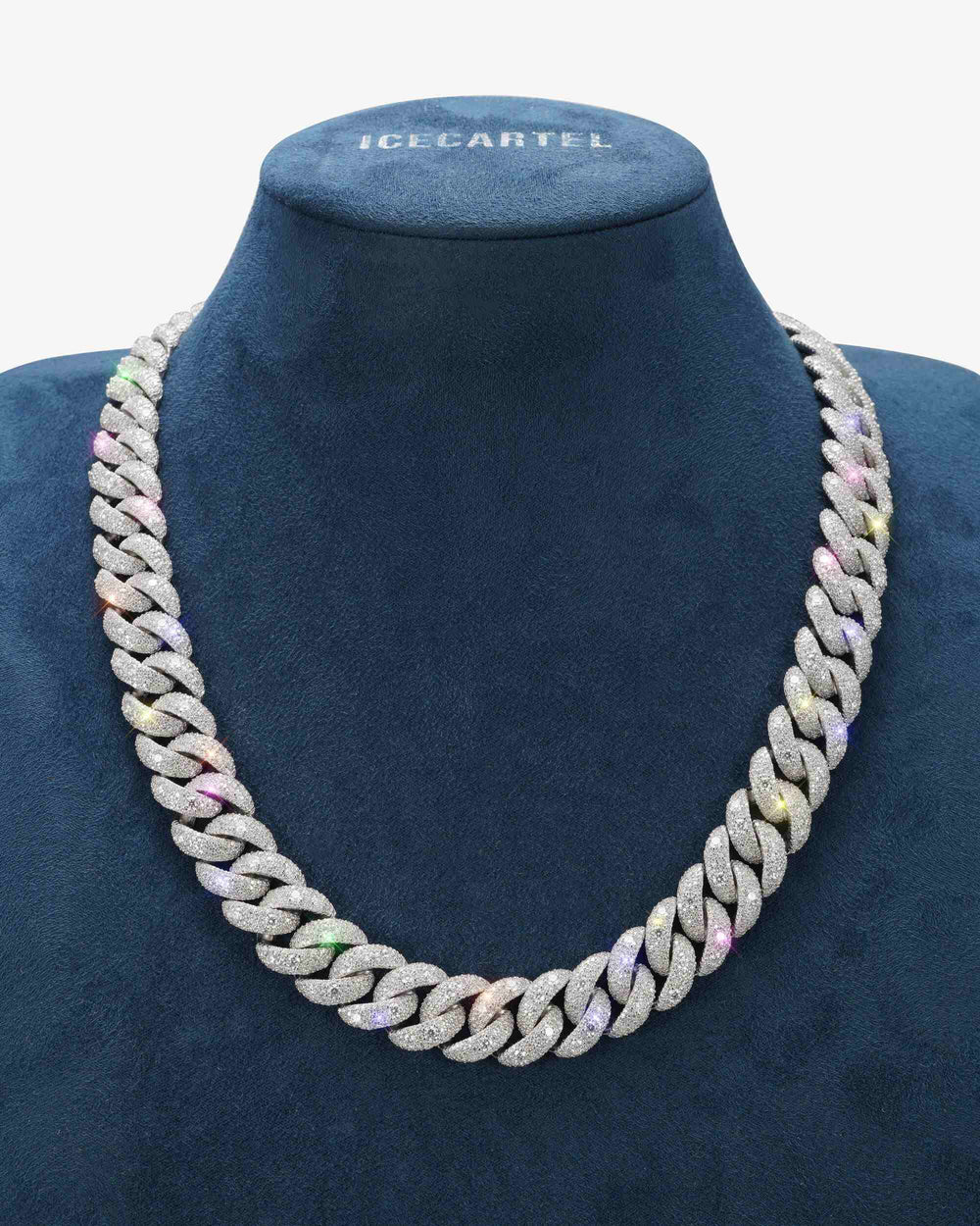 15mm moissanite miami cuban link chain icecartel white gold display
