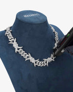 15MM CUSTOM CLASP Moissanite Spiked Link Cuban Chain 14K Gold - White Gold
