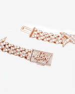 15MM CUSTOM CLASP Moissanite Spiked Link Cuban Chain 14K Gold - Rose Gold
