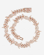 15MM CUSTOM CLASP Moissanite Spiked Link Cuban Chain 14K Gold - Rose Gold