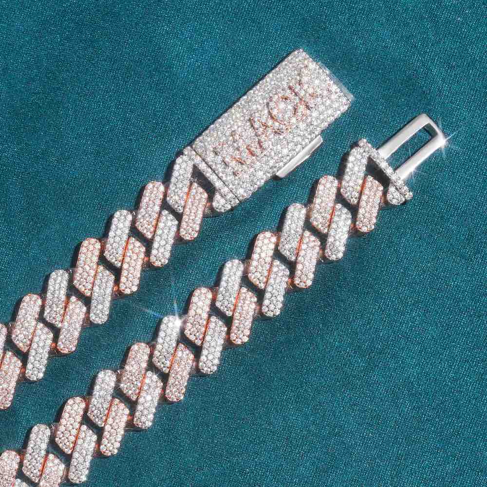 15MM two tone iced out diamond chain clasp