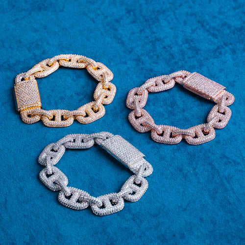 16MM Moissanite Mariner Link Bracelet mens