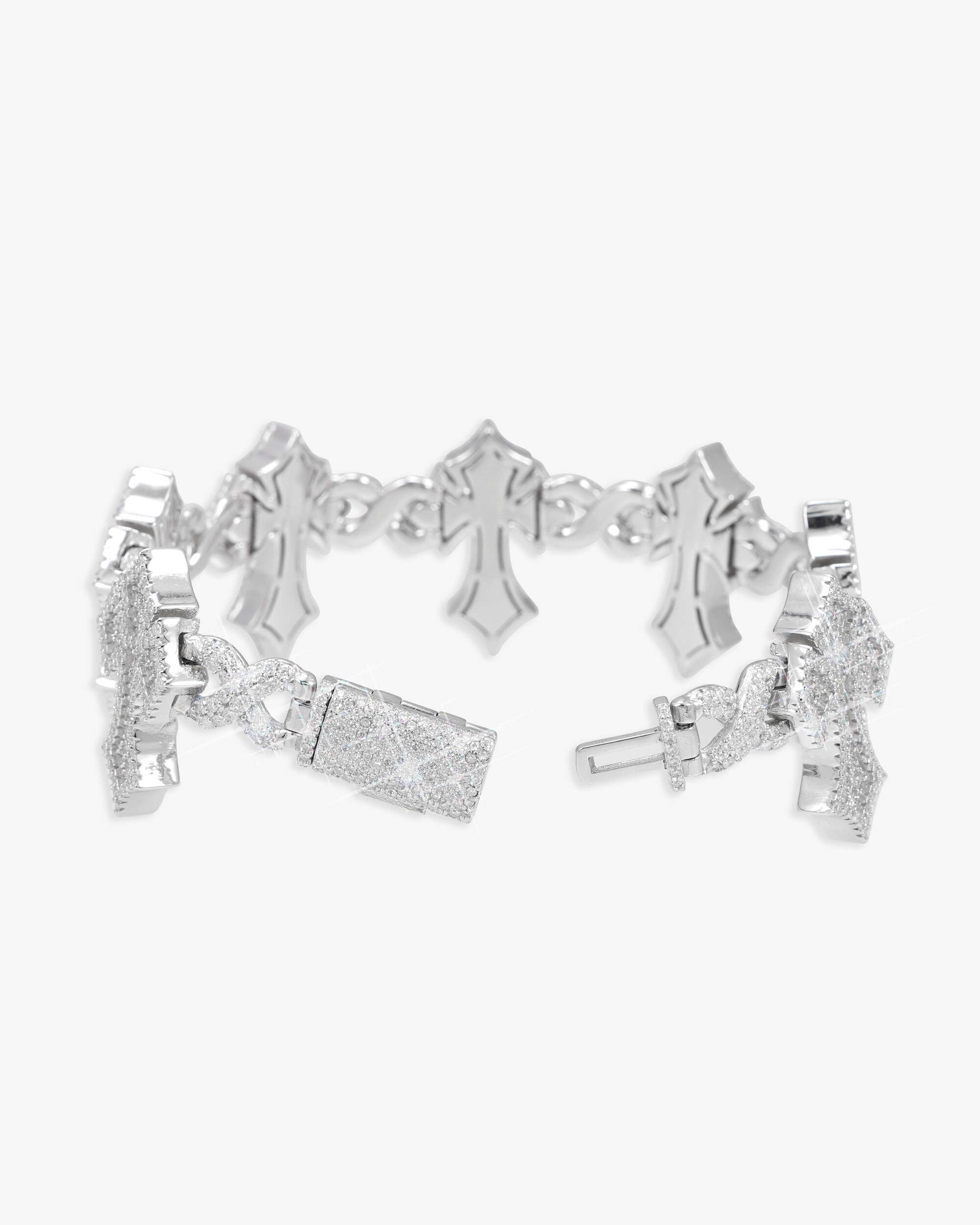 16MM Iced Out Cross Bracelet 14K Gold - IceCartel™