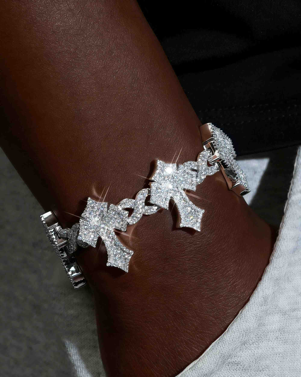 16mm cross bracelet 14k two tone icecartel model