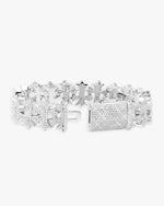 16MM Moissanite Cross Link Bracelet 14K Tri Tone - White Gold