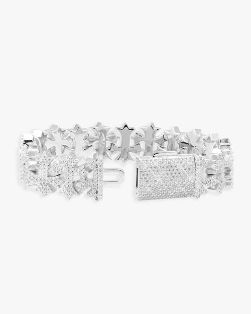 16mm moissanite cross link bracelet 14k gold icecartel px clasp