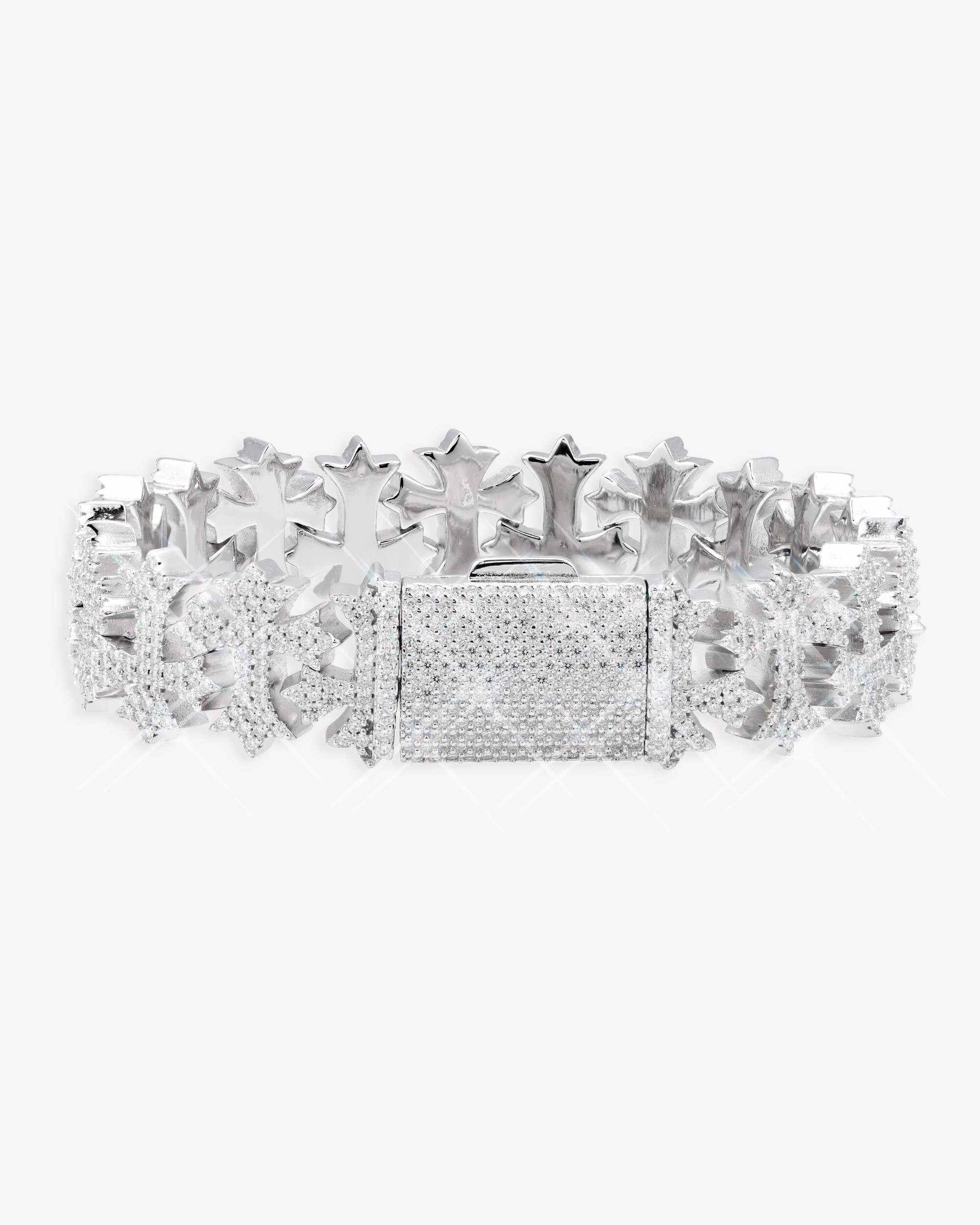 16MM Moissanite Cross Link Bracelet 14K